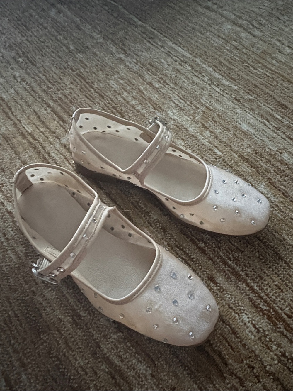 Nude mesh flats with sparkle details